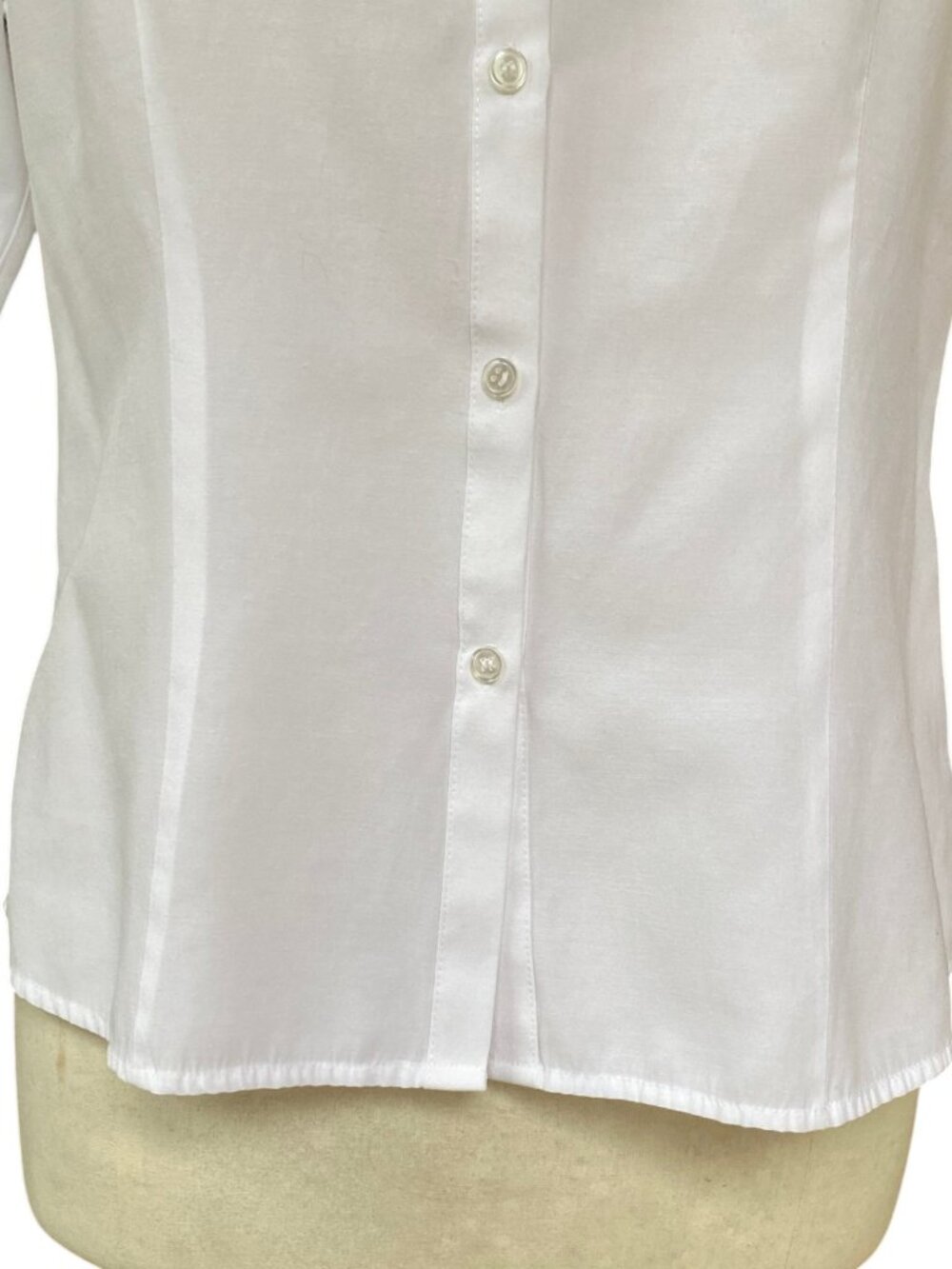 Fred David Button Down Tailored Shirt White ¾ Sleeve Minimalist Office Capsule-M - Picture 3 of 9